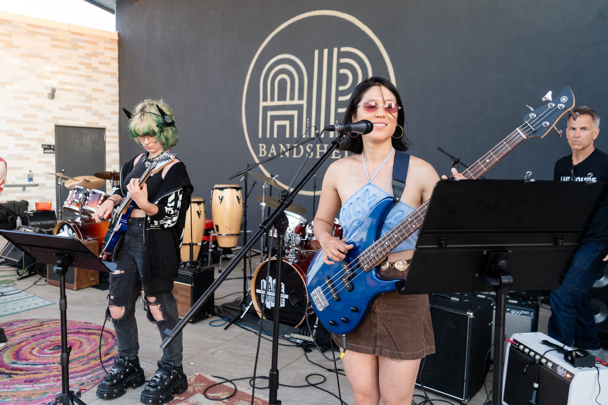 A student band playing live at the AP Bandshell
